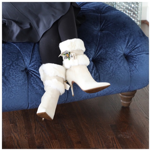 Casadei Lambskin Suede Fur Boots 8.5 - Picture 3 of 8